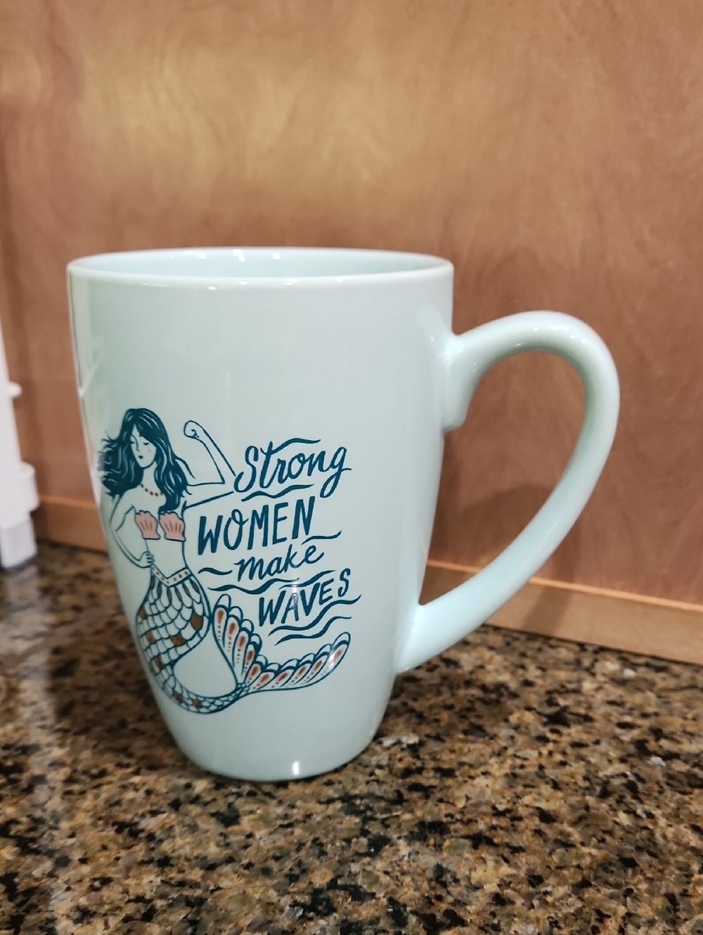 Paper Source Mint Green Mermaids Ceramic Mug - Strong Women Make Waves